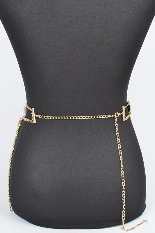 Oversize Acrylic Stone Layered Chain Belt